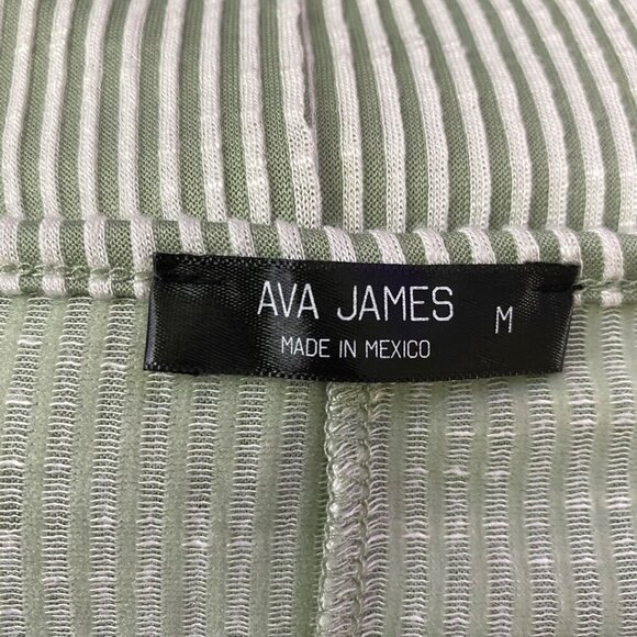 Ava James Striped Knot Front Short Sleeve Top Gold Button Accents Women's Medium - Picture 10 of 11